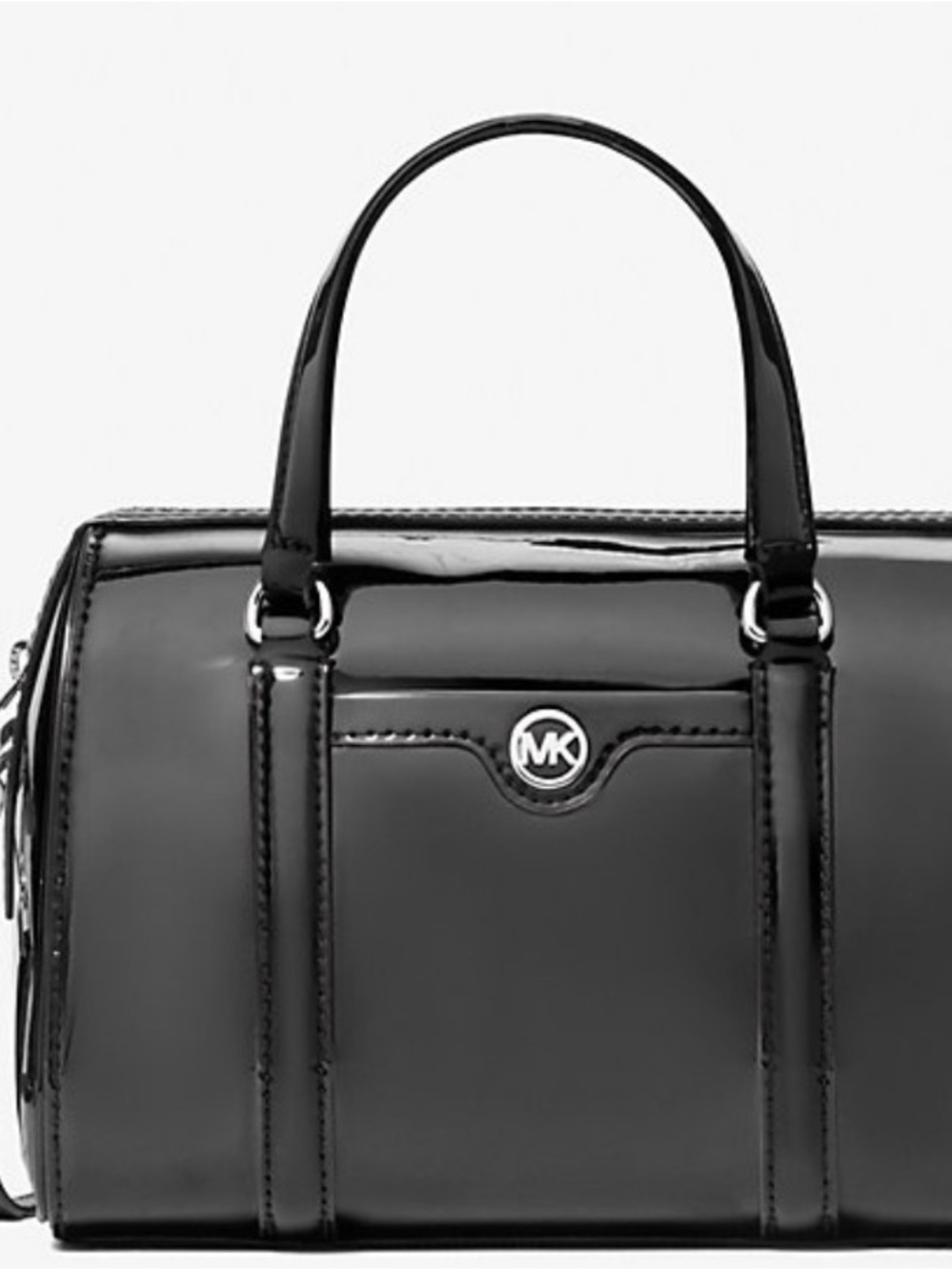Michael Kors Black Patent Duffel Bag with MK Logo